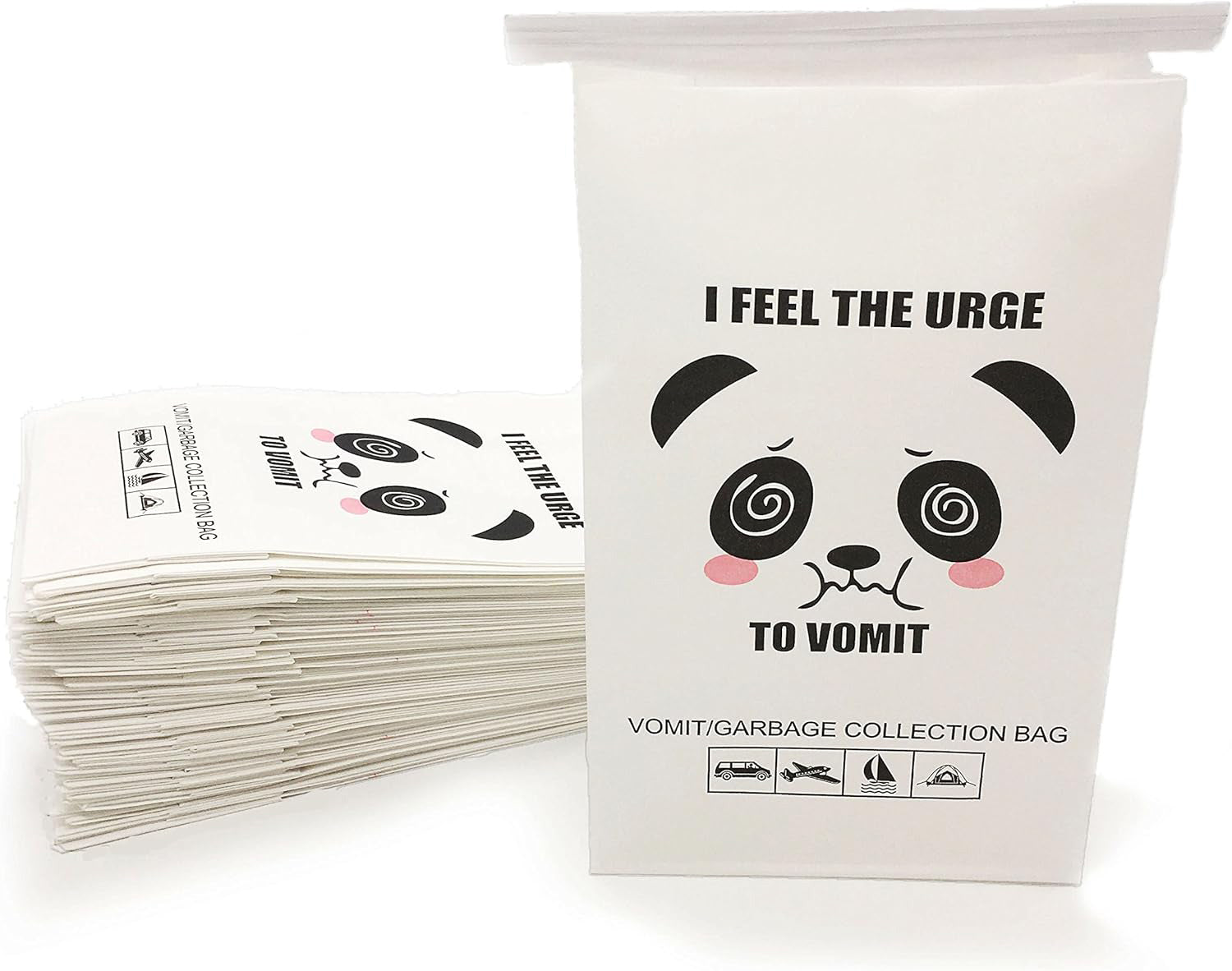 10 Reusable Vomit Bags with Emoji Design