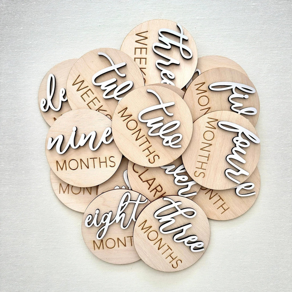 Wooden Milestone Discs – Baby Monthly Milestones
